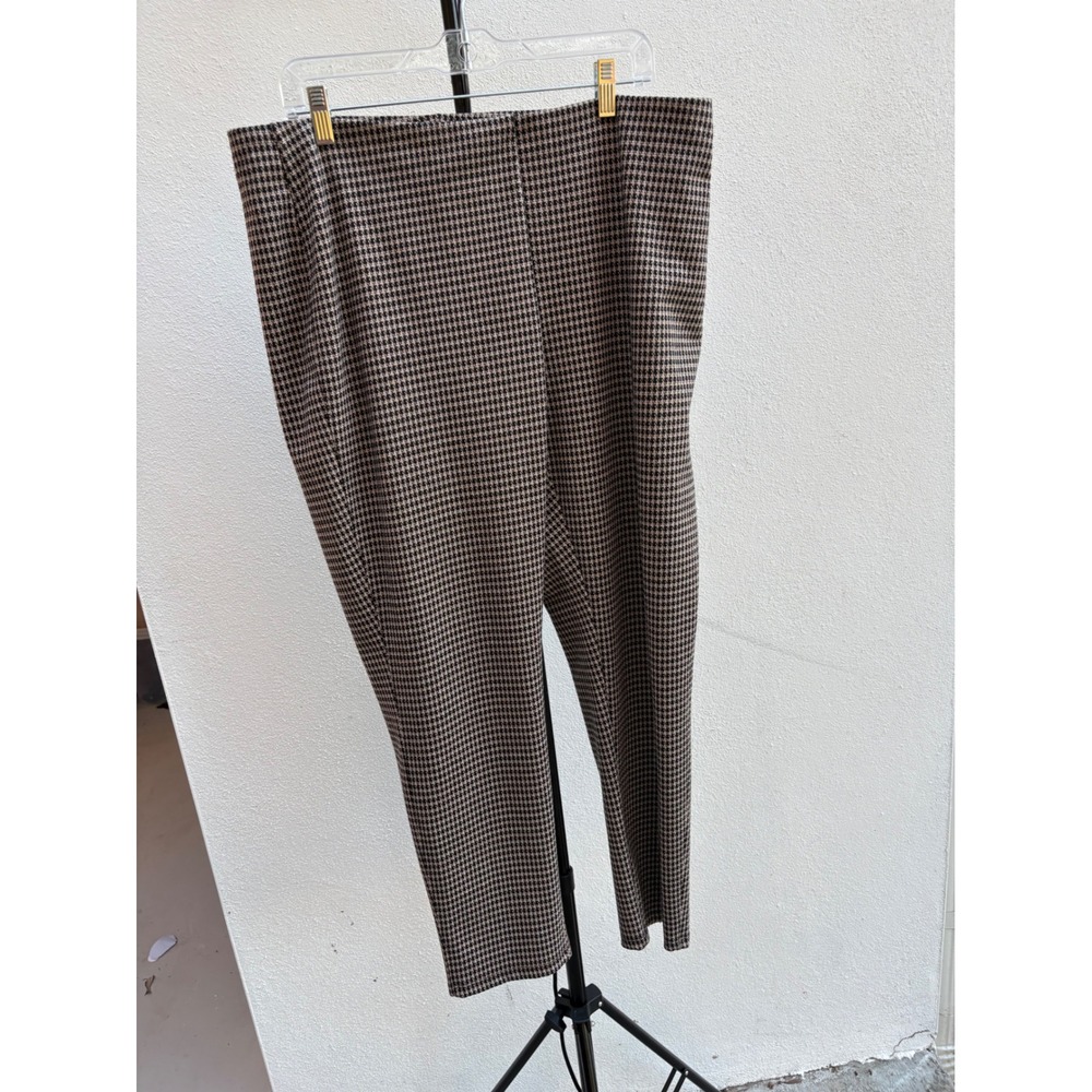 Rafaella Comfort Houndstooth‎ Pull On Pants Womens XL Brown Black Tapered Leg